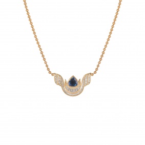 Yellow Gold Diamond and Blue Topaz Necklace Yellow Gold Diamond and Blue Topaz Necklace